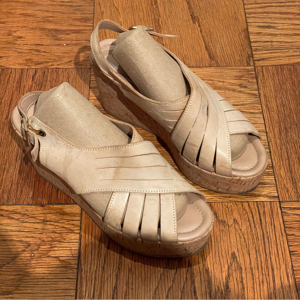 Cordani Slingback Wedge Leather Cork Platform Sandal, Size 40, GUC, “Julia” - Picture 2 of 15